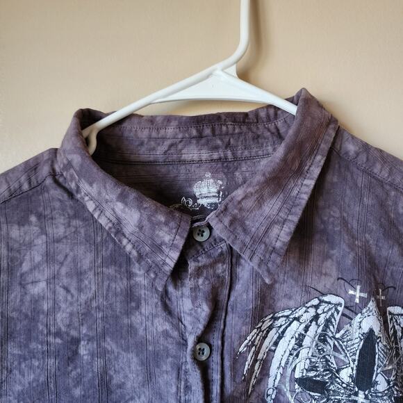 Helix Graphic Long Sleeve Button Up Shirt Mens Size XL Purple Cross Pride Honor - Picture 3 of 15